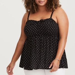 Torrid Black Polka Dot Challis Tank size 1